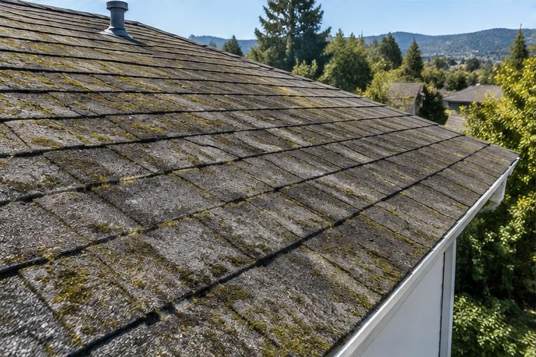 Roof Moss & Algae Removal — before